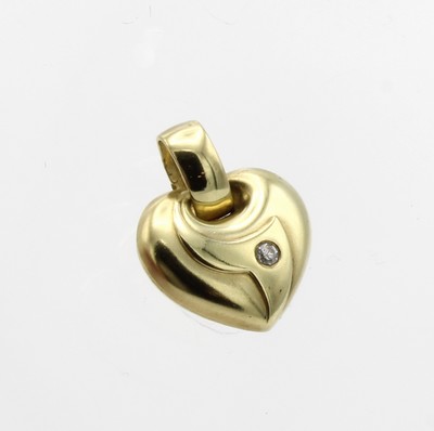 26976223a - Herzanhänger mit Diamant, GG 585/000, Diam. ca. 0.03 ct Weiß/si ...