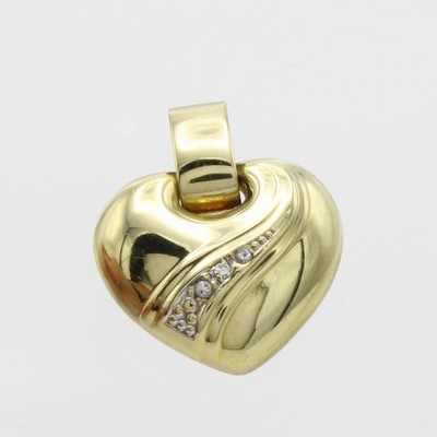 Image 26976227 - Herzanhänger mit Diamanten, GG 585/000, 8/8 Diam. zus. ca. 0.02 ct Weiß/si ...