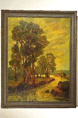 26976240k - Johanna Dill-Malburg, 1859 Großwardein-1944 Dachau, Landschaft mit Bäumen am ...