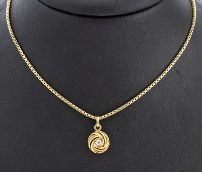 Image 26976244 - 14 kt Gold Brillant-Anhänger, GG/WG 585/000, Knotenform, in WG gefasster Brillant ...