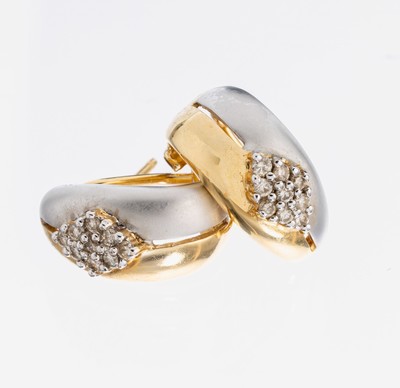 Image 26976248 - Paar 14 kt Gold Brillant-Ohrstecker, GG/WG 585/000, WG sat., 18 Brillanten zus. ca. ...