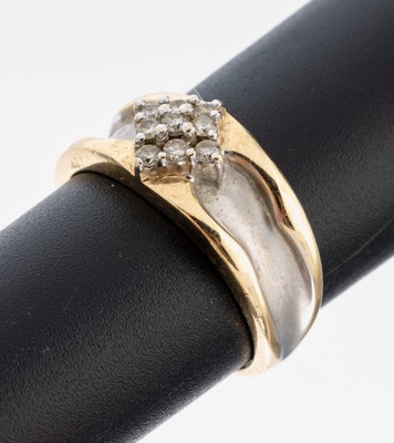 Image 26976250 - 14 kt Gold Brillant-Ring, GG/WG 585/000, WGsat., 9 Brillanten zus. ca. 0.27 ct ...