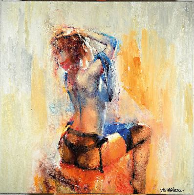 26976278k - Talantbek Chekirov, geb. 1971 Kirgisistan, The Sun, Öl/Lwd, rechts unten signiert, ca. ...