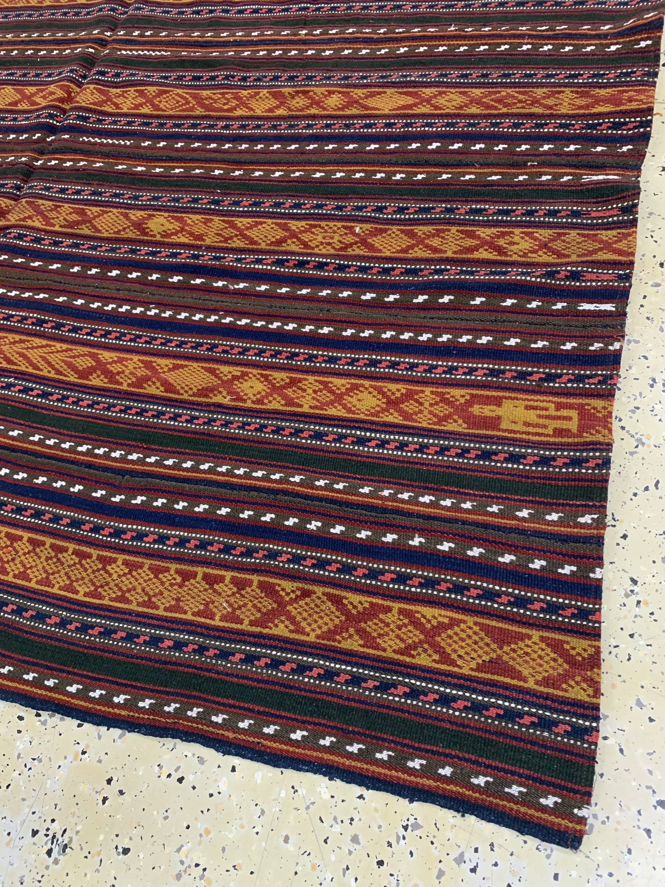 Detail d: Nomaden-Decke"Djajim", Persien, Mitte 20.Jhd, Wolle auf Wolle, ca. 190 x 180 cm, EHZ: 1-2, (7 Bahnig)