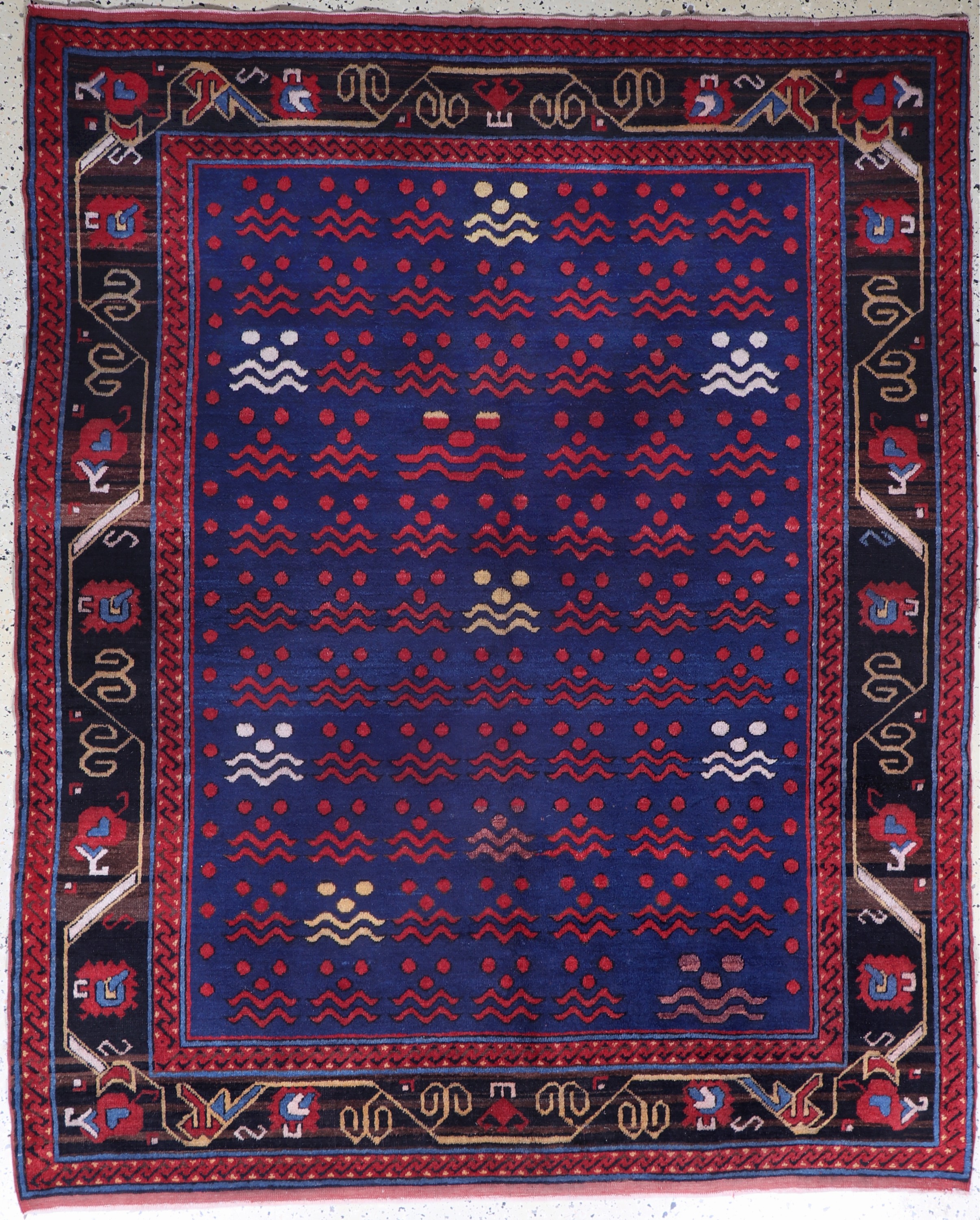 Kopie eines"Chintamani-Kazak", Kaukasus, Mitte 20.Jhd, Wolle auf Wolle, ca. 205 x 165 cm, EHZ: 2(oxidiertes Schwarz)