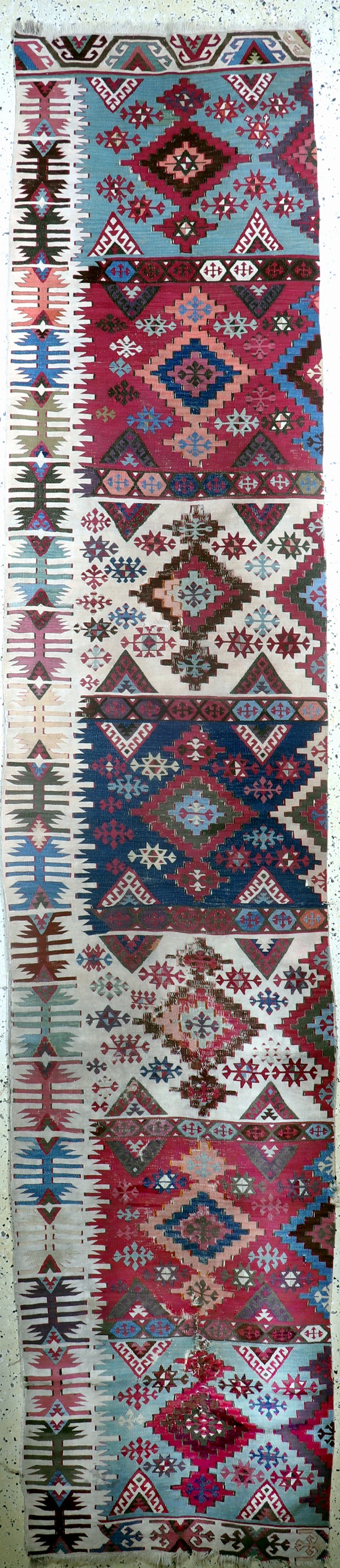 Konya Kelim antik, Türkei, 19.Jhd, Wolle auf Wolle, ca. 400 x 82 cm, EHZ: 3-4