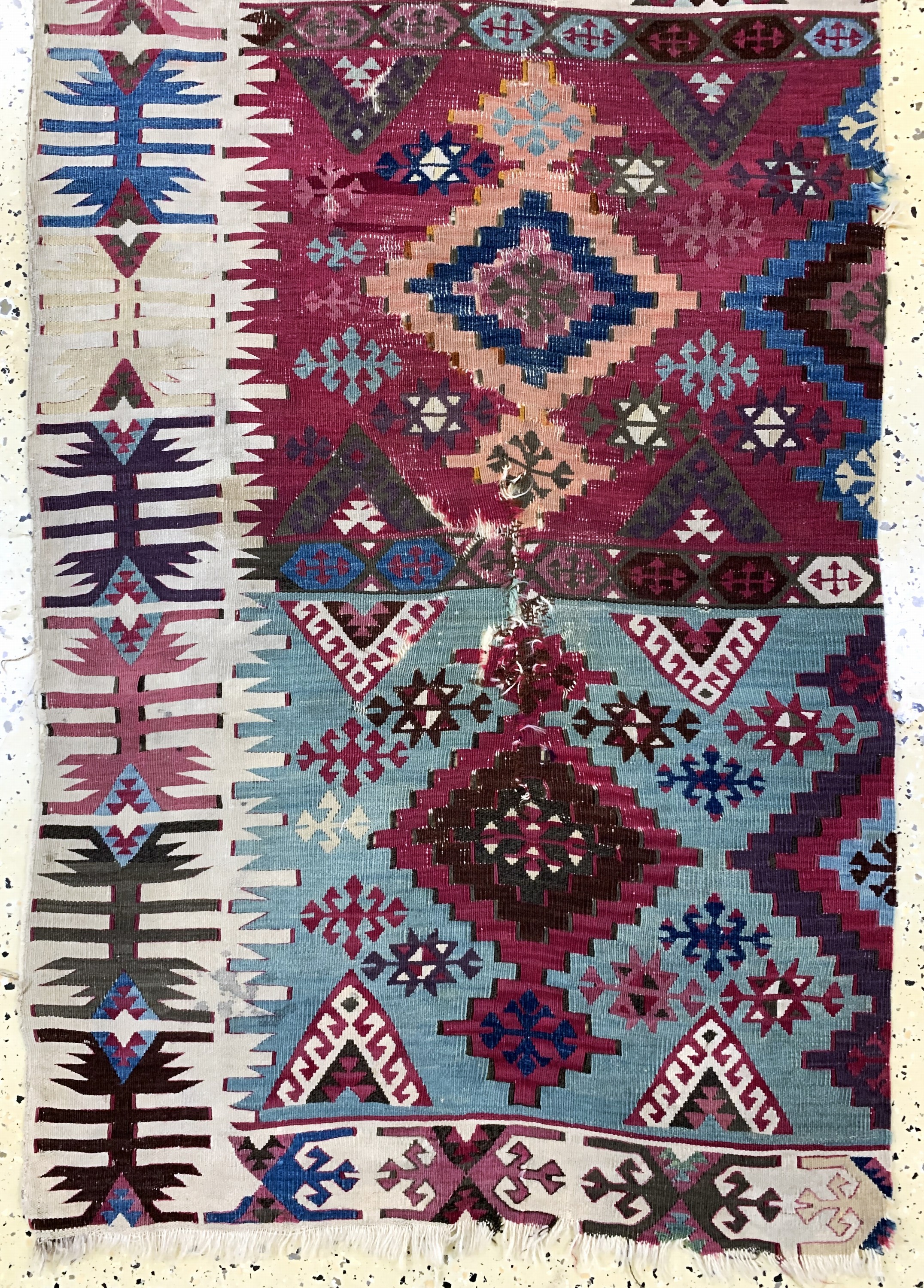 Detail d: Konya Kelim antik, Türkei, 19.Jhd, Wolle auf Wolle, ca. 400 x 82 cm, EHZ: 3-4