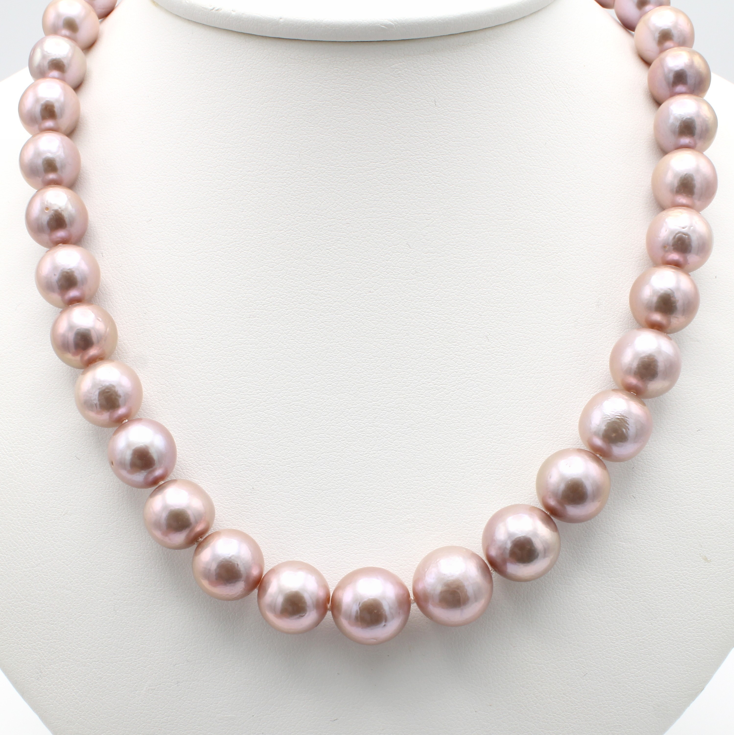 Image 26976798 - Süßwasserzuchtperlcollier, Kugelschl. GG 585/000, aprikotfarb. Perlen, D. ca. ...