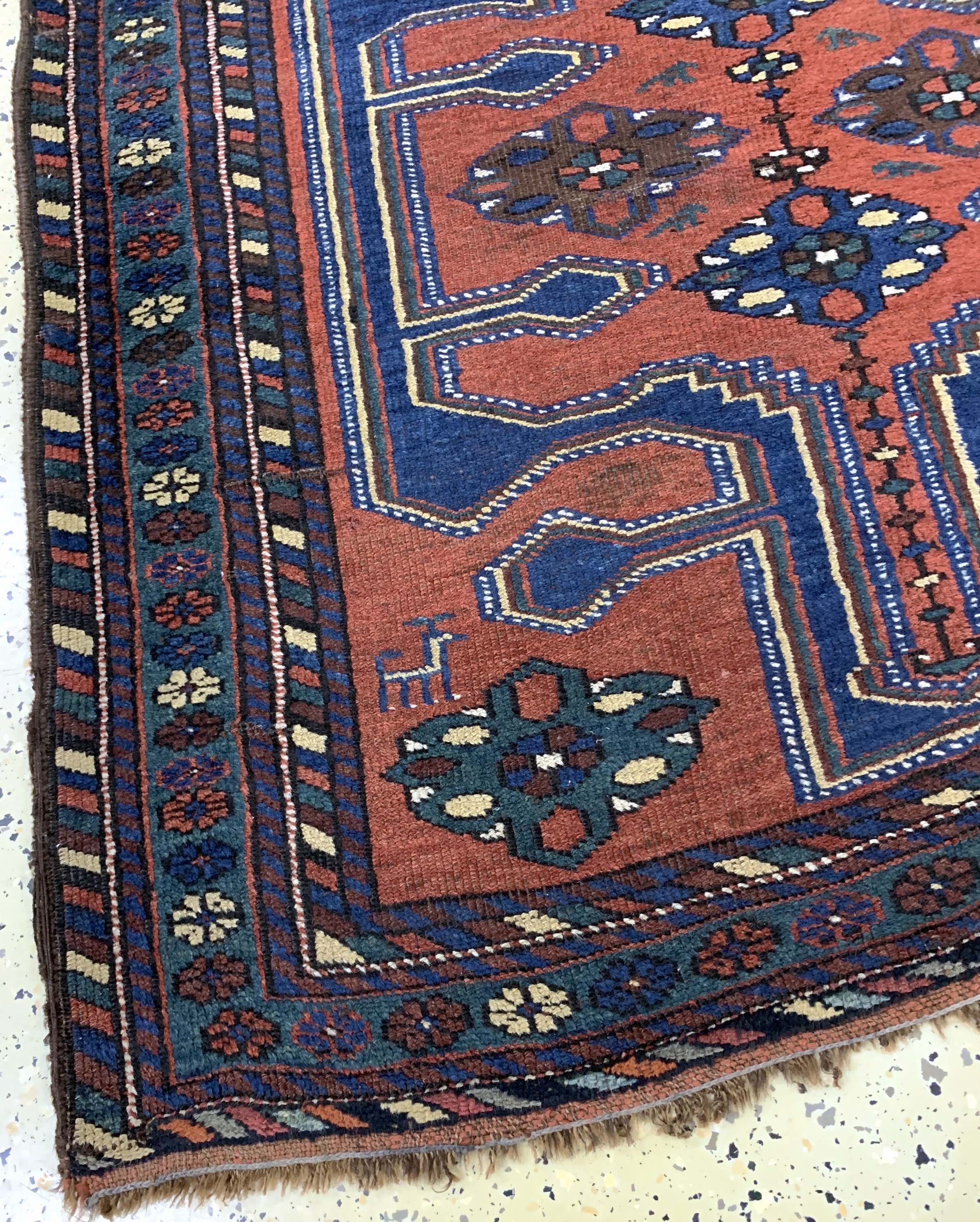 Detail d: Kurdische"Dorfteppich", Persien, um 1900, Wolle auf Wolle, ca. 190 x 110 cm, EHZ: 3