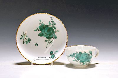 Image 26976813 - Tasse mit Untertasse, Meissen, Marcolini, um 1774-1814, kupfergrüne ...