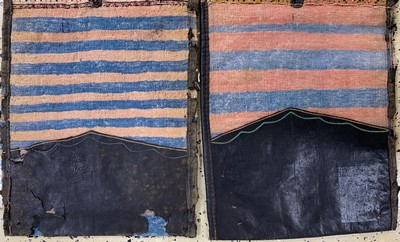 26976818d - Paar Heybe alt, Türkei, Anfang 20.Jhd, Wolle auf Wolle´Lederbesatz´, ca. 144 x 45 ...