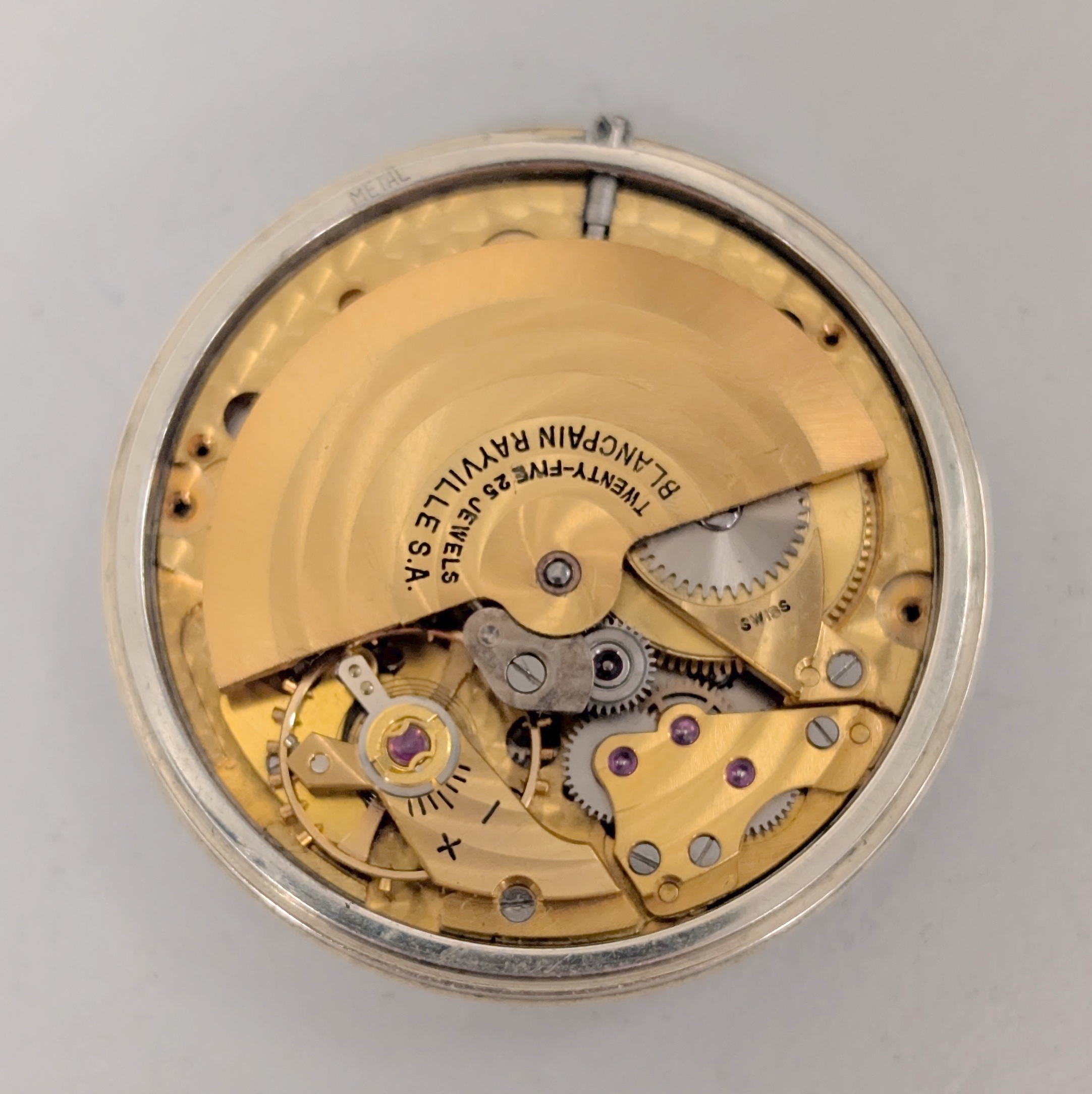 Detail g: BLANCPAIN Armbanduhr in GG 750/000, Schweiz um 1970, Automatik, Monocoque-Geh., silb. Zifferbl. m. aufges. gold. Std.-Ind., gold. Zeiger, Datum b. 3, ...
