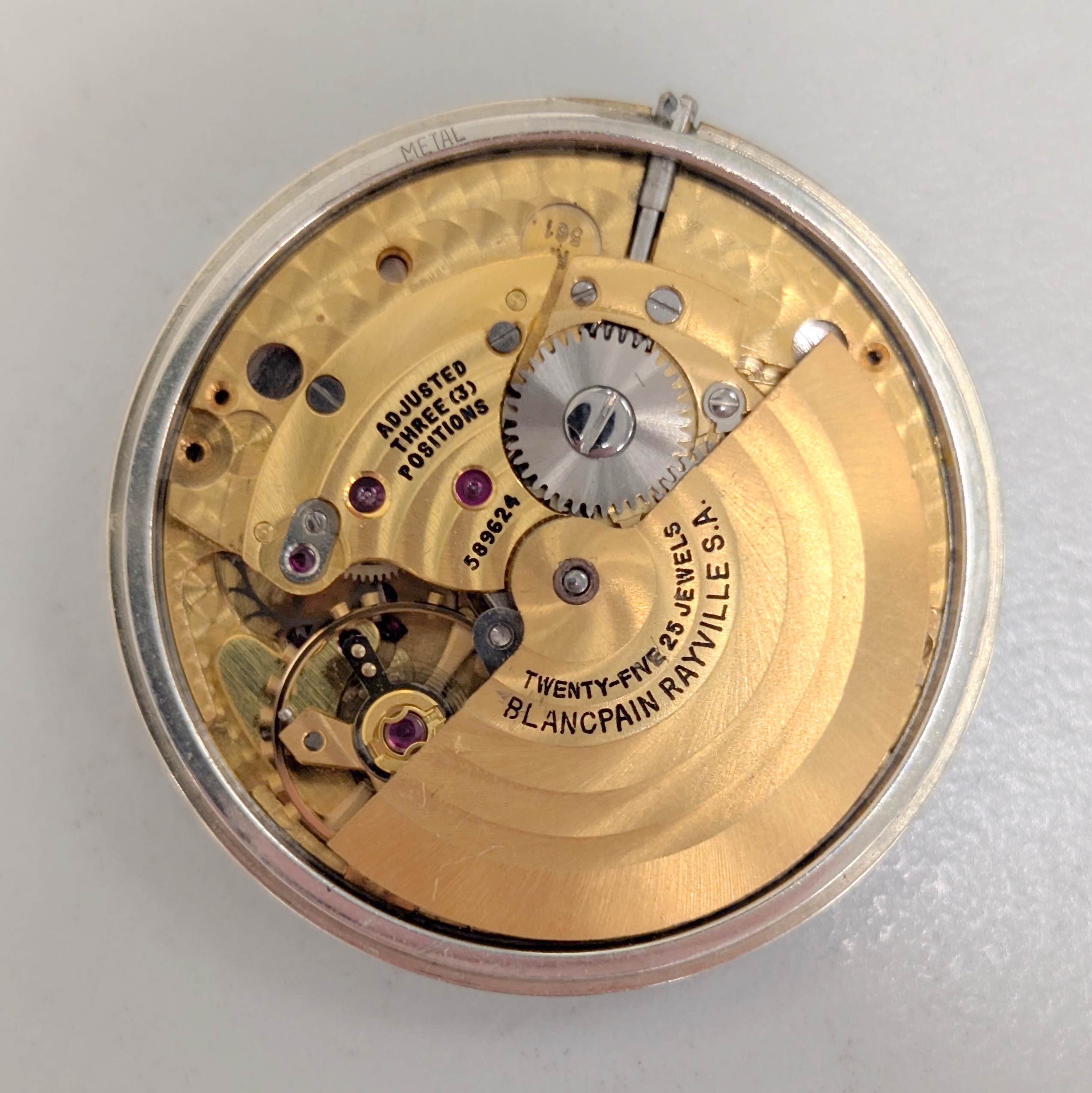 Detail h: BLANCPAIN Armbanduhr in GG 750/000, Schweiz um 1970, Automatik, Monocoque-Geh., silb. Zifferbl. m. aufges. gold. Std.-Ind., gold. Zeiger, Datum b. 3, ...