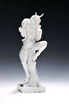 Image 26976935 - Porzellanfigur, Volkstedt, Thüringen, 20. Jh., Flöte spielender Pan, weiss, ...