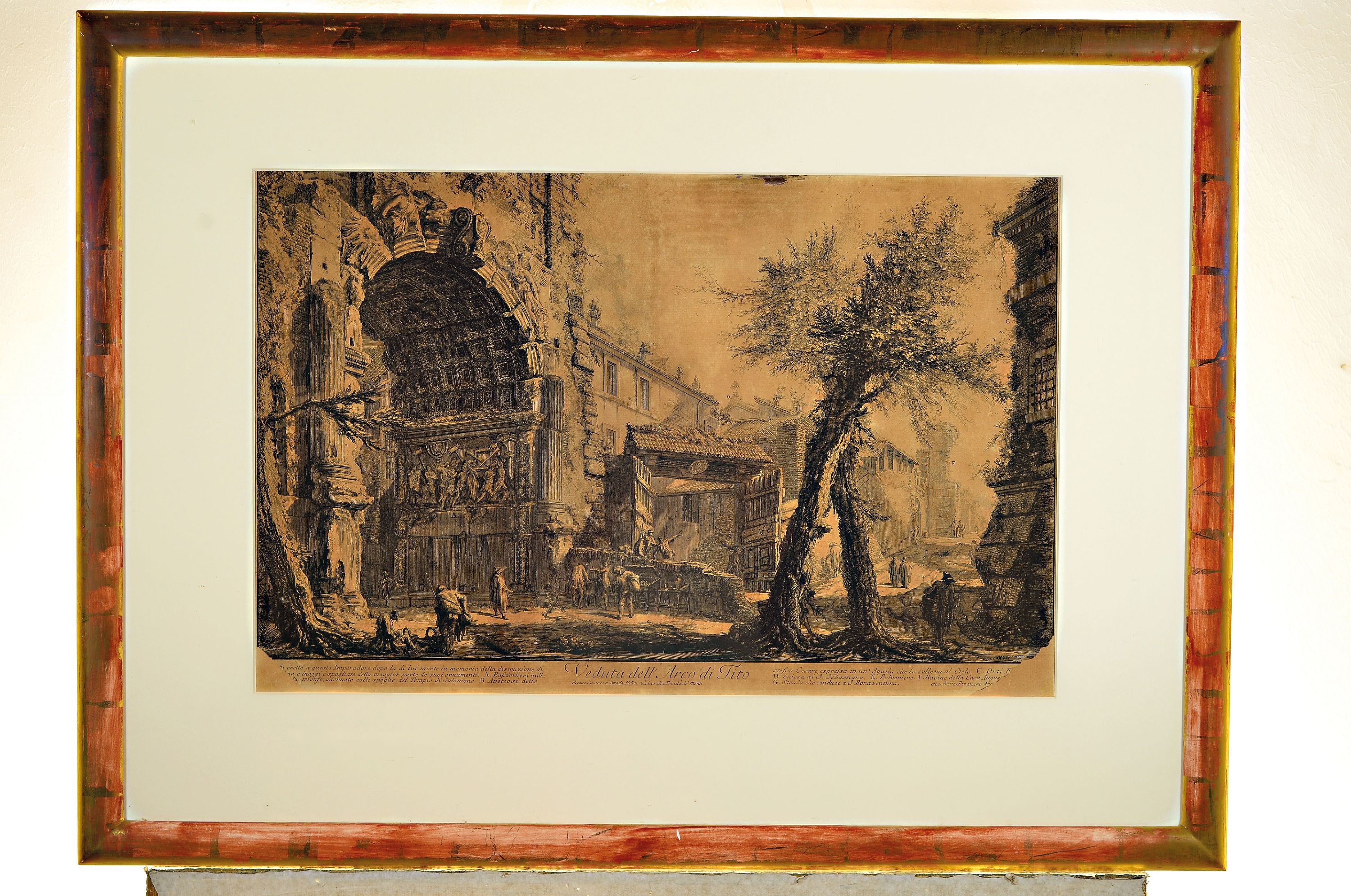 Detail k: Giovanni Battista Piranesi, 1720-1778, Veduta dell Arco de Tito, betitelt mit Beschreibung, untere Ecken fehlen, ca. 40x62 cm, PP, u.Gl., R. ca. ...