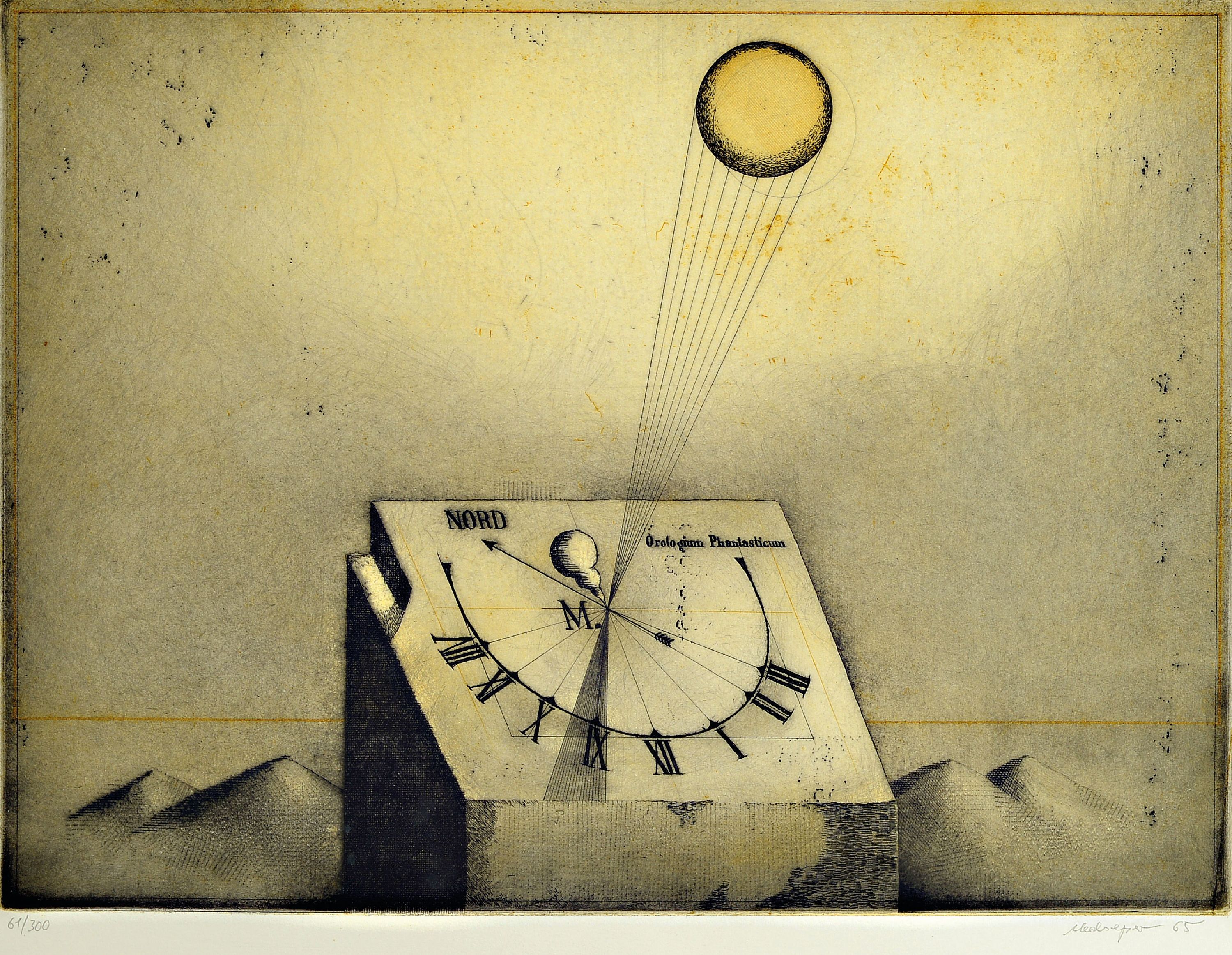 Image 26977302 - Friedrich Meckseper, 1936 Bremen-2019 Berlin, Sanduhr, Farbradierung, sign. und dat. ...