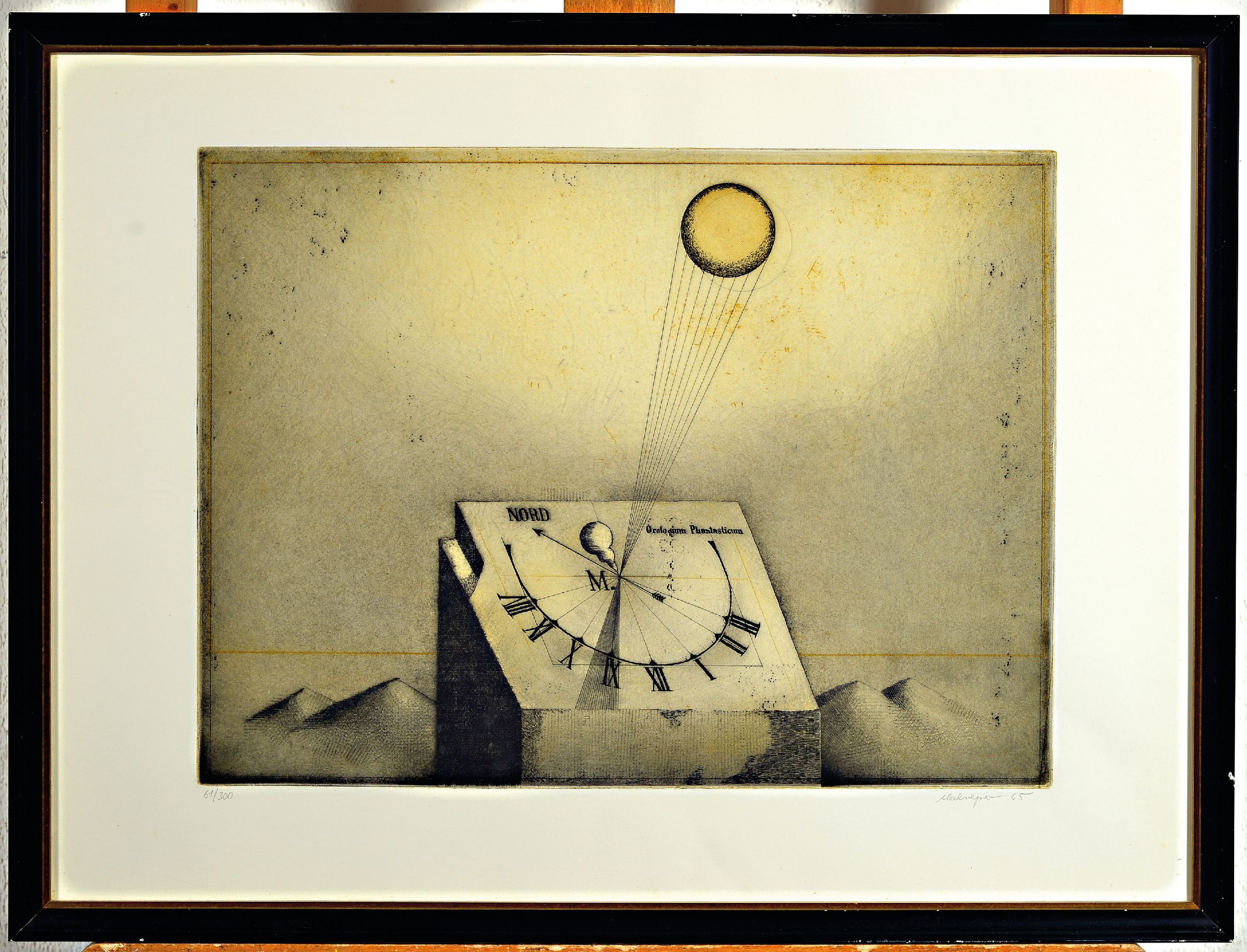 Detail k: Friedrich Meckseper, 1936 Bremen-2019 Berlin, Sanduhr, Farbradierung, sign. und dat. 65, num. 61/300, ca. 29x39cm, u.Gl., R. ca. 42x56 cm