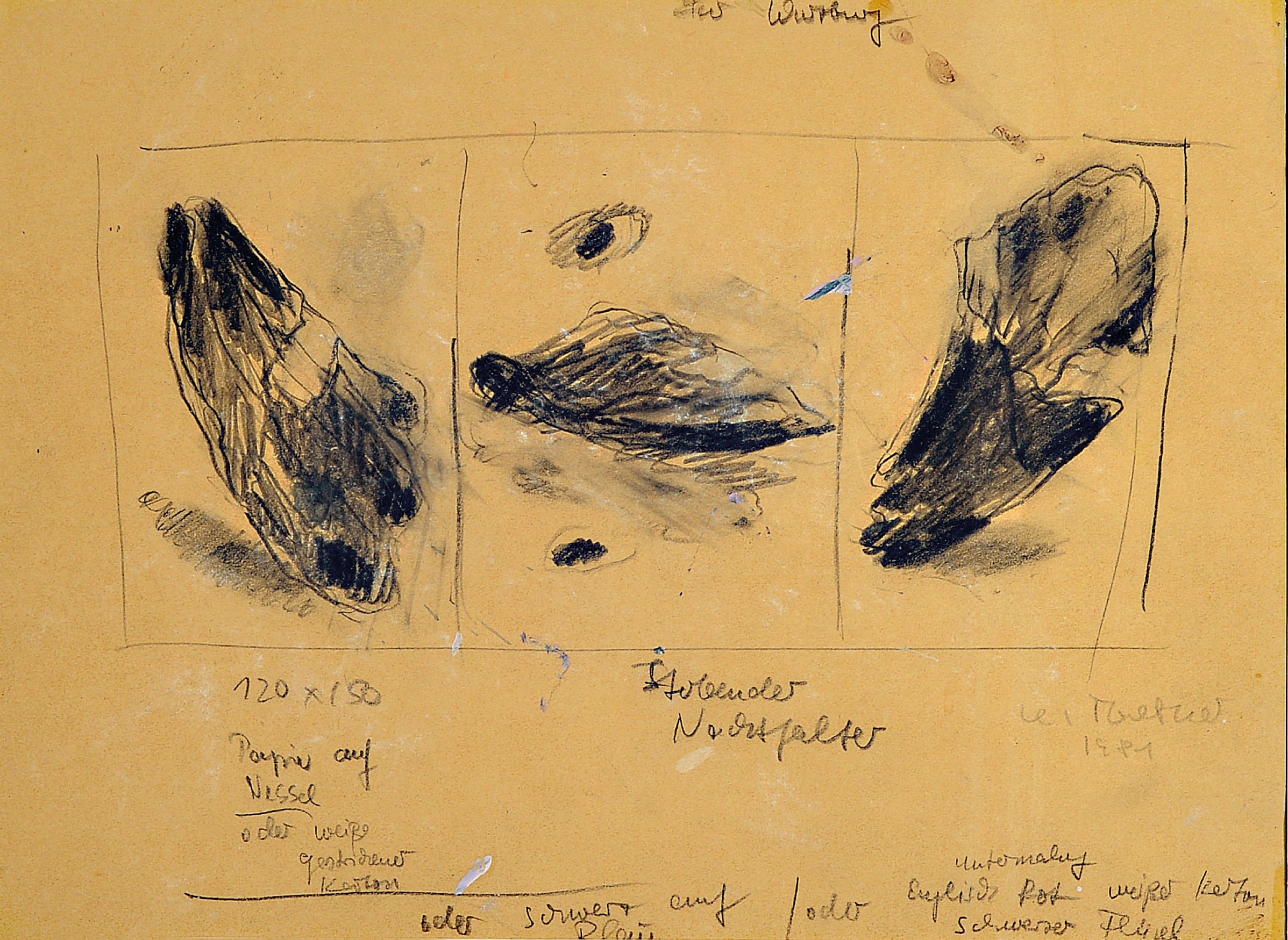 Christiane Maether, 1941 Berlin-2024 Mannheim, 3 Zeichnungen in Bleistift, Kohle und Tusche, alle sign., je ca. 22x30cm, "Der Tod der ...