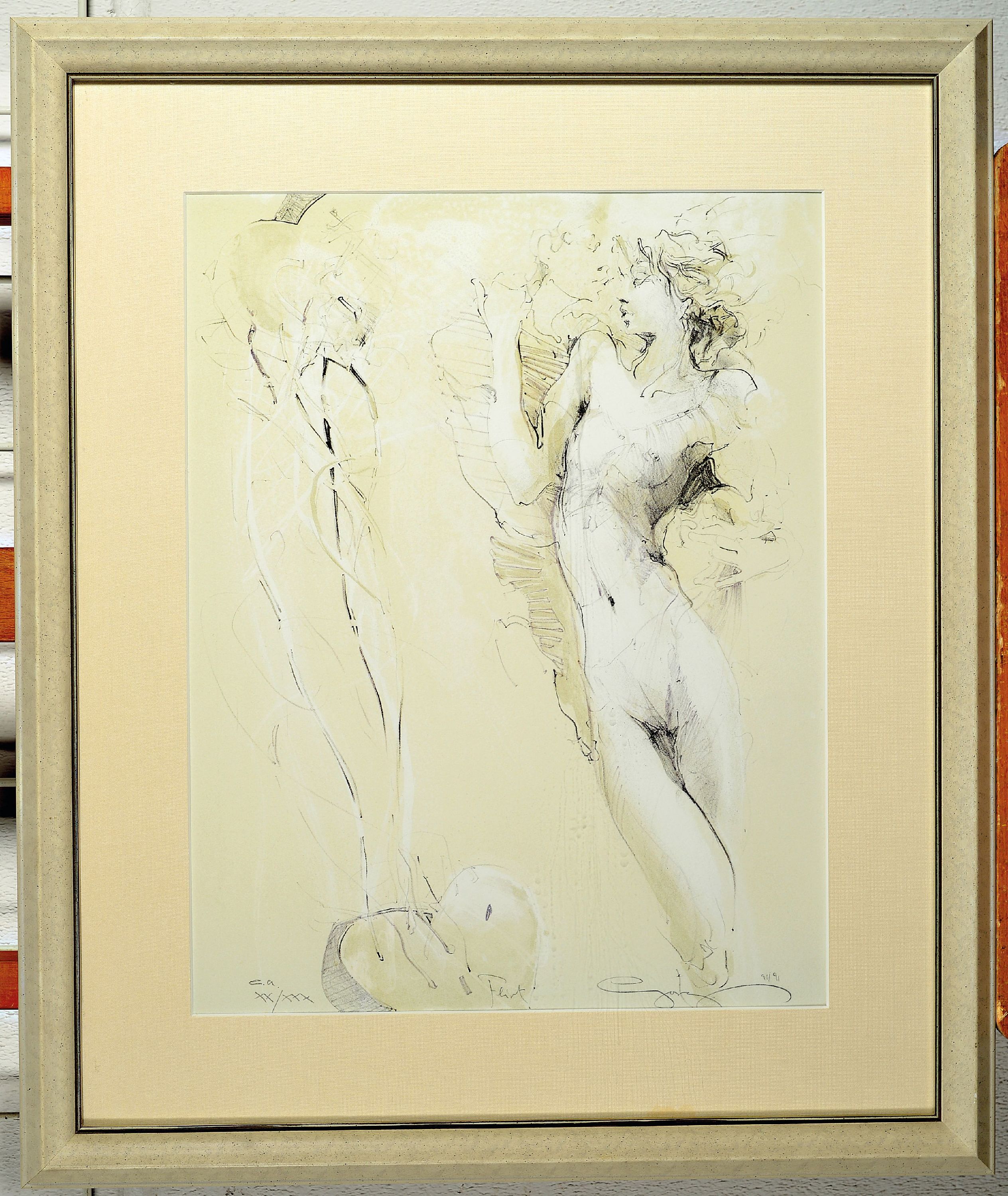 Detail k: Jürgen Görg, geb. 1951 Dernbach, tanzende Figuren, Farblithographie, handsign., num. e.a. XX/XXX, dat. 90/91, ca. 45x34cm, PP, u.Gl., R. ca. 63x53cm
