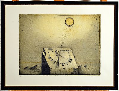 26977302k - Friedrich Meckseper, 1936 Bremen-2019 Berlin, Sanduhr, Farbradierung, sign. und dat. ...