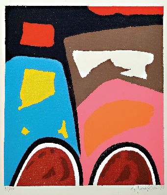 Image Hans Kuhn, 1905-1991 Baden-Baden, Abstrakte Komposition, Farbsiebdruck, sign. und dat. ...