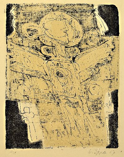 Image Waldemar Epple, 1919-1985 Mannheim, Abstrakte Komposition, Farbradierung, sign. und dat. ...