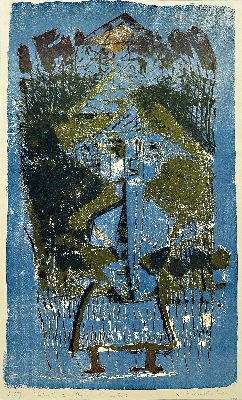 Image Emil Wachter, 1921 Neuburgweier-2012 Karlsruhe, Kind in der Nacht, Farblithographie, ...