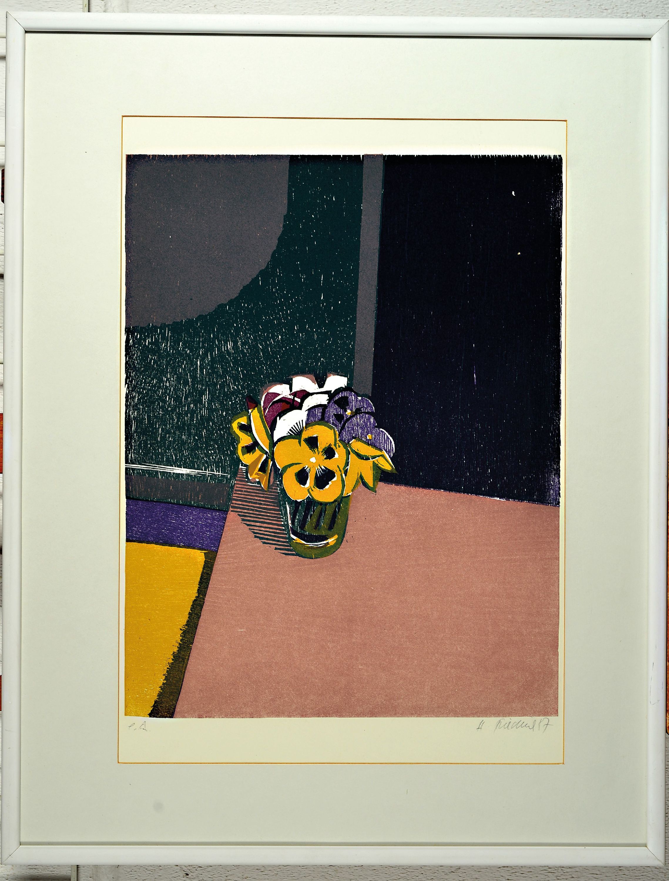 Detail l: Heinz Friedrich, 1924-2018 Schwetzingen, 2 Farbholzschnitte: Sommerstrauß, sign. und dat. 91, e.a., ca. 50x37cm, PP, u.Gl., R. ca. 72x55cm; ...