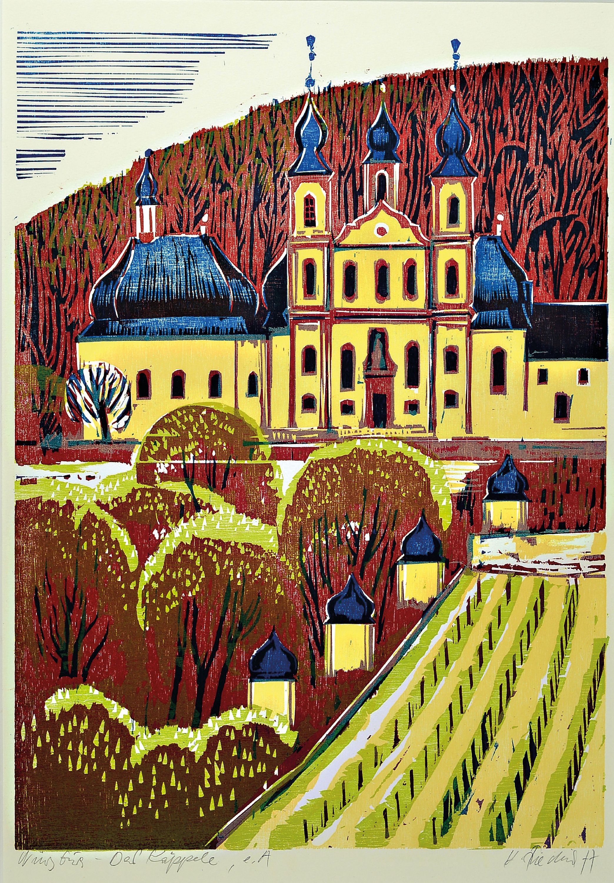 Heinz Friedrich, 1924-2018 Schwetzingen, 2 Farbholzschnitte: Christus in der Kelter, sign. und dat. 85, bez. e.a., ca. 52x37cm, PP, u.Gl., R. ca. ...