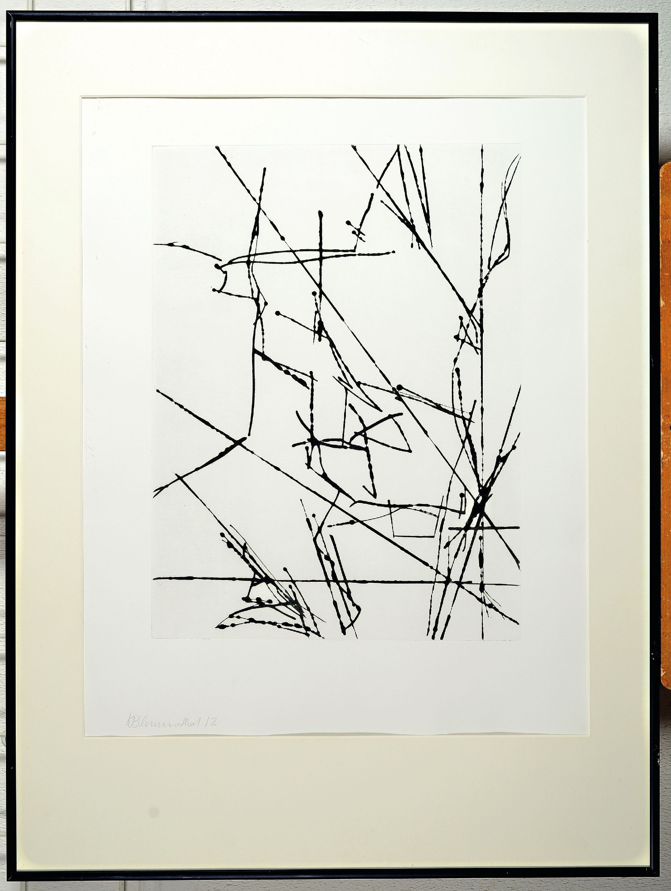 Detail k: Heiner Blumenthal, geb. 1956 Idar-Oberstein,lebt und arbeitet in Köln, Konstruktivistische Komposition, Radierung auf Bütten, sign. und dat. 12, ...