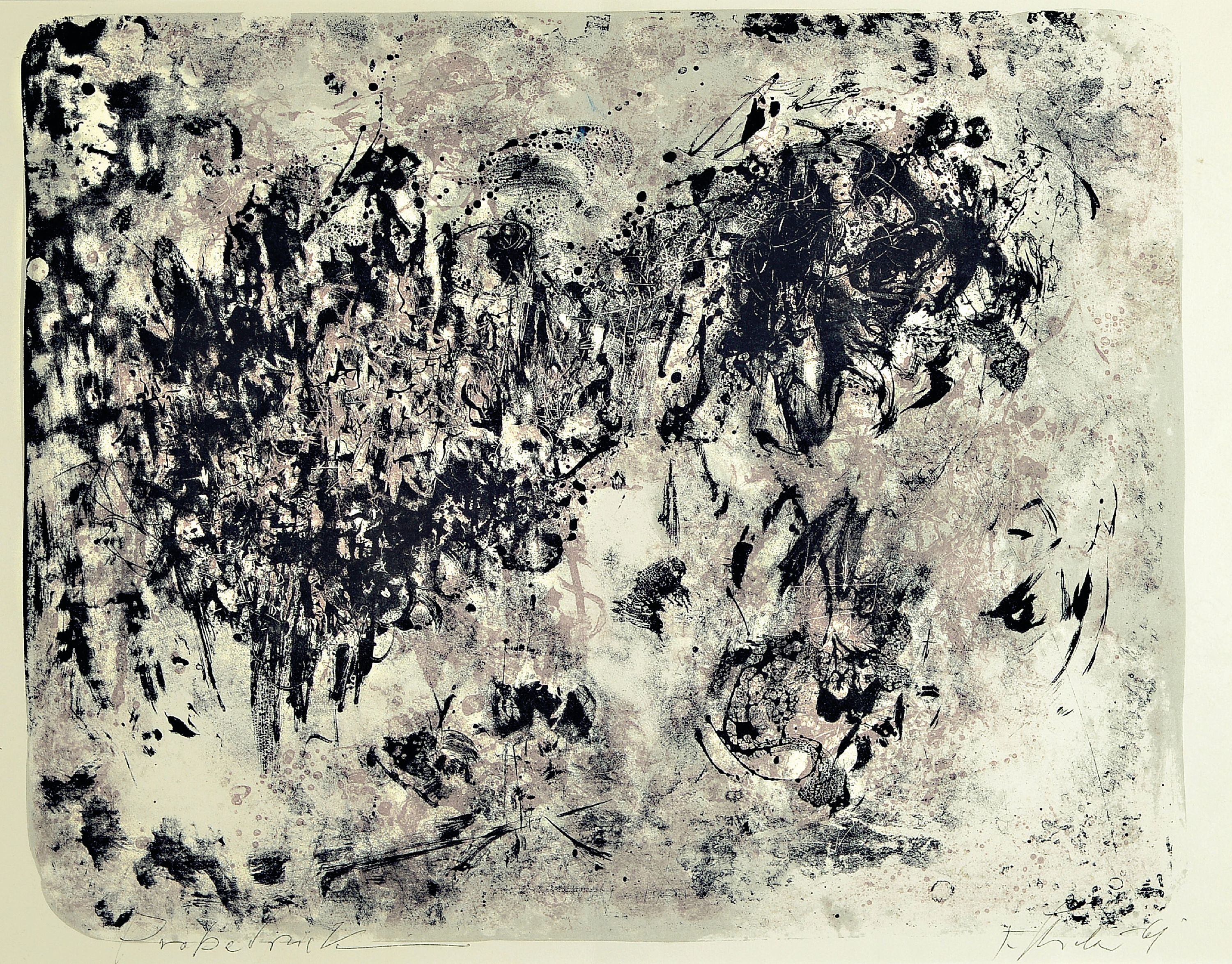 Fred Thieler, 1916 Königsberg-1999 Berlin, Abstrakte Komposition, Lithographie, sign. und dat. 61, bez. Probedruck, ca. 43x54cm, PP, u.Gl., R. ca. ...