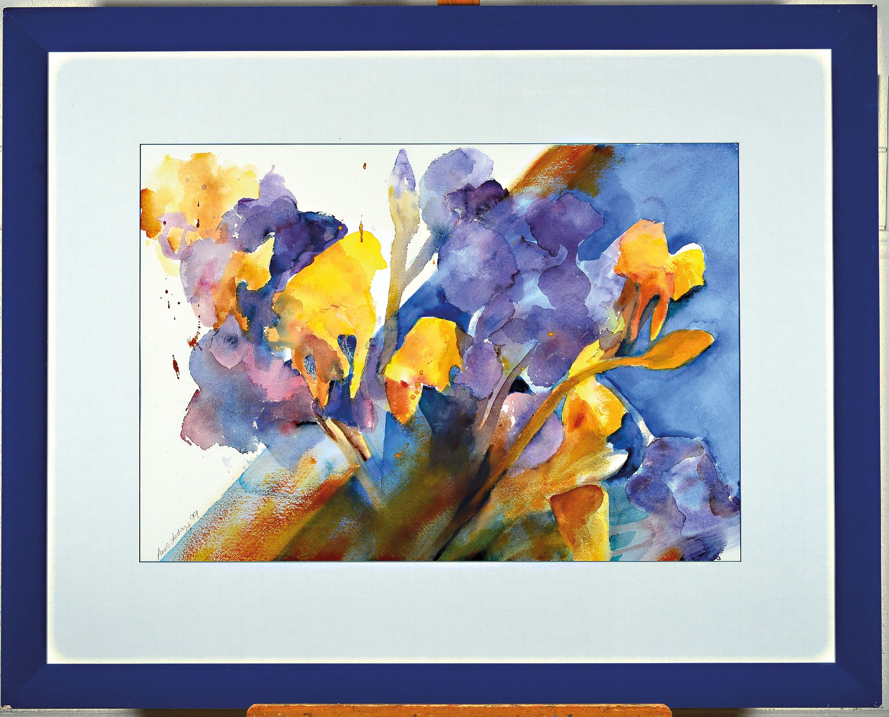 Detail k: Anne Ludwig, geb. 1946 Mainz, lebt und arbeitet in Speyer, Blumen, Aquarell auf Papier, links unten sign. und dat. 99, ca. 50x71cm, PP, u.Gl., R. ca. ...