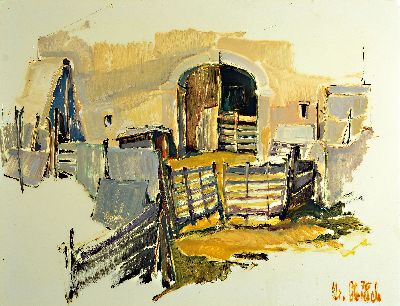 Image Christel Abresch, 1931 Sulzbach-2011 Neustadt a.d. Weinstr., Ländliche Gehöft-Idylle, ...