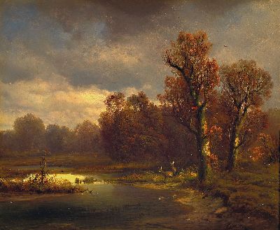 Image 26977886 - Carl Millner, 1825 Mindelheim-1895 München, Rehe am Teichufer am Waldrand, ...