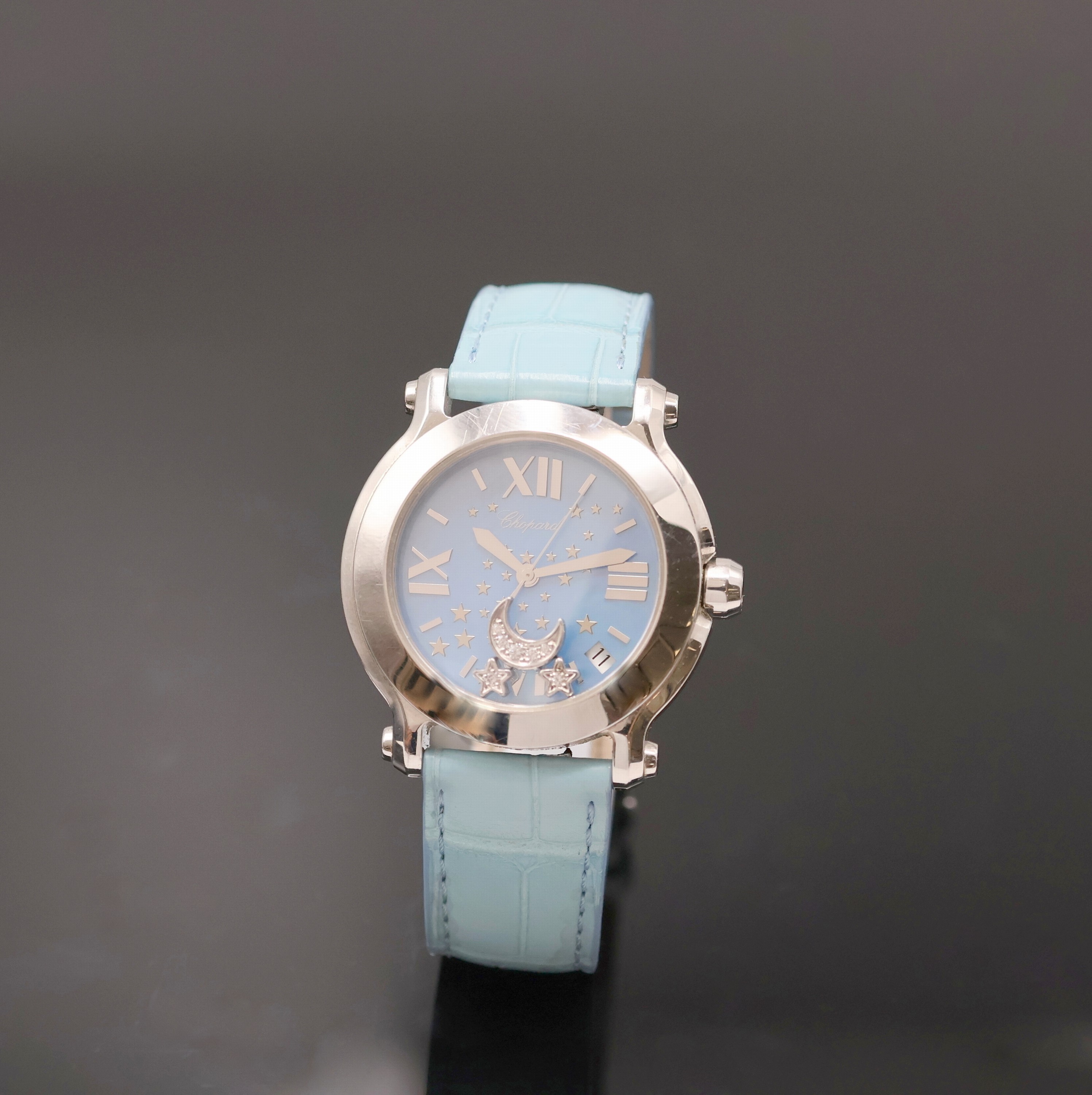 CHOPARD Happy Sport auf 500 Stück limitierte Damenarmbanduhr in Stahl Referenz 8475, Schweiz um 2010, quarz, Boden 8-fach verschr., Schmuckkrone m. ...