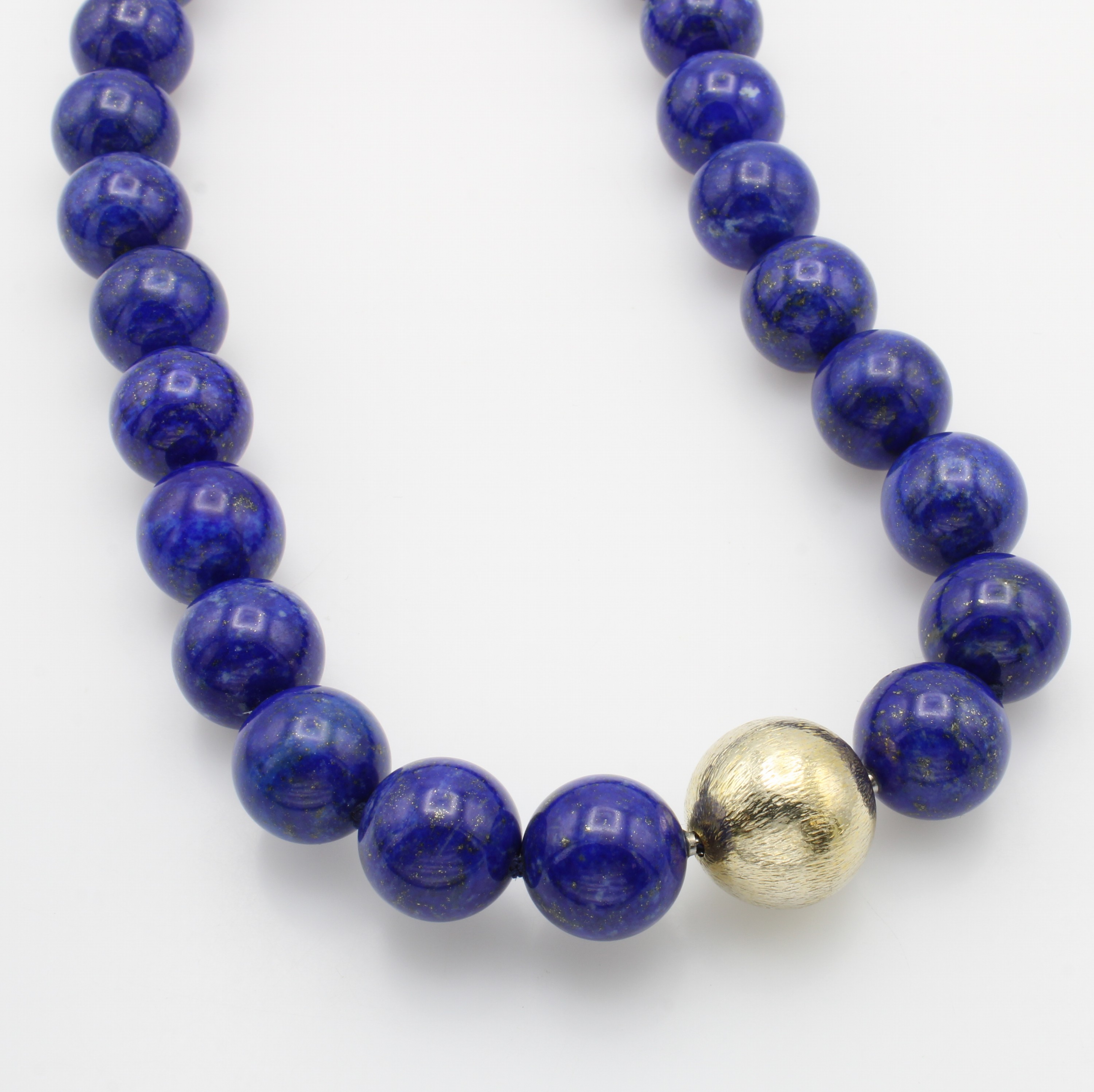 Image 26978095 - Wechselschließe an Lapislazulikette, Kugelwechselschl. 925er Silber verg. und ...