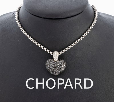 Image 26978062 - 18 kt Gold CHOPARD Diamant-Anhänger, WG 750/000, Herz ausgefasst mit schwarzen ...