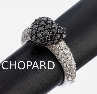Image 26978063 - 18 kt Gold CHOPARD Diamant-Ring, WG 750/000, herzf. Ringkopf mit schwarzen Diamanten ...
