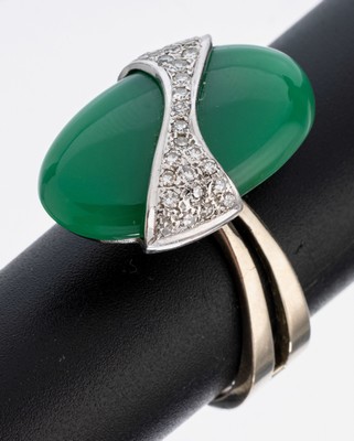 Image 26978070 - 14 kt Gold Achat-Diamant-Ring, WG 585/000, außergewöhnliche Gestaltung, ...