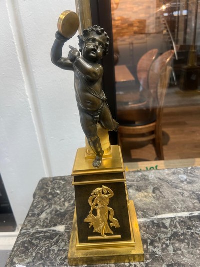 26978072c - Paar große Figurenleuchter, Frankreich, Second Empire, um 1860, Korpus Metall ...