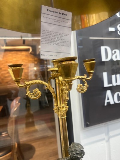 26978072d - Paar große Figurenleuchter, Frankreich, Second Empire, um 1860, Korpus Metall ...