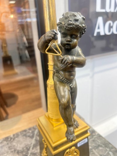 26978072i - Paar große Figurenleuchter, Frankreich, Second Empire, um 1860, Korpus Metall ...