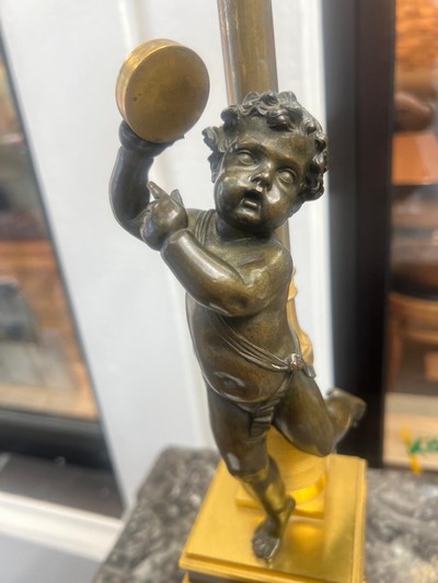 26978072j - Paar große Figurenleuchter, Frankreich, Second Empire, um 1860, Korpus Metall ...