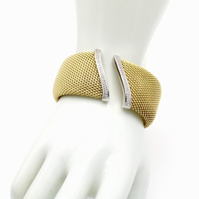 26978090a - Breite Armspange im Himbeermuster mit Zirkonias, 925er Silber z.T. vergoldet