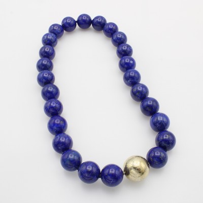 26978095a - Wechselschließe an Lapislazulikette, Kugelwechselschl. 925er Silber verg. und ...