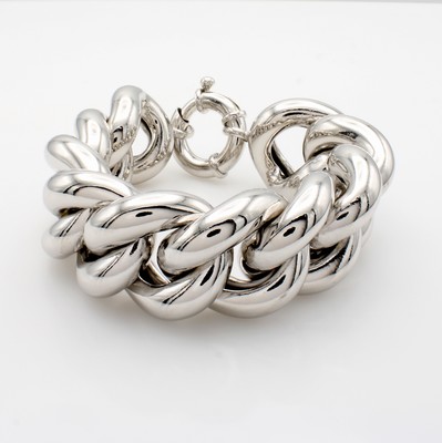 Image Breites Rundpanzerarmband, 925er Silber, Federringschließe, L. ca. 24 cm, Gew. ca. ...