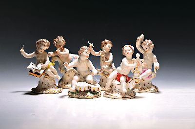 Image 26978103 - Sechs Porzellanfiguren aus Puttokapelle, Nymphenburg nach Frankenthaler Vorbild, ...
