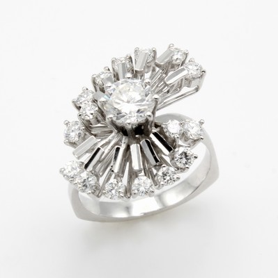 Image 26978340 - Ring mit Brillanten, WG 750/000, anged. Fächerform, mittig gef. Brill. ca. 0.75 ct ...