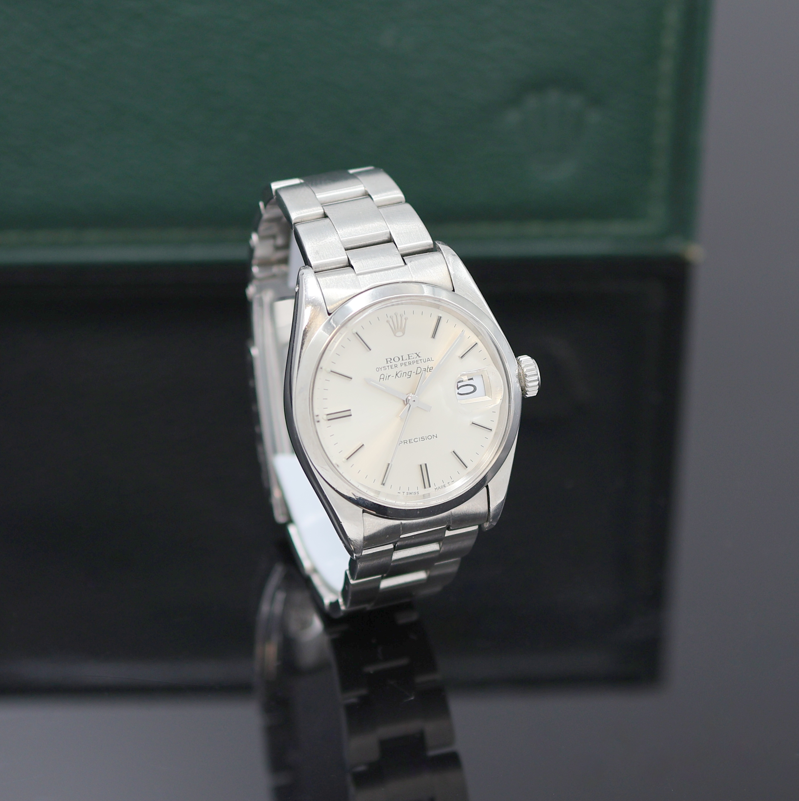 Detail b: ROLEX Herrenarmbanduhr Oyster Perpetual Air- King Date Precision Referenz 5700, Schweiz um 1977, Edelstahlgeh. inkl. Oysterband Ref. 78350 mit ...