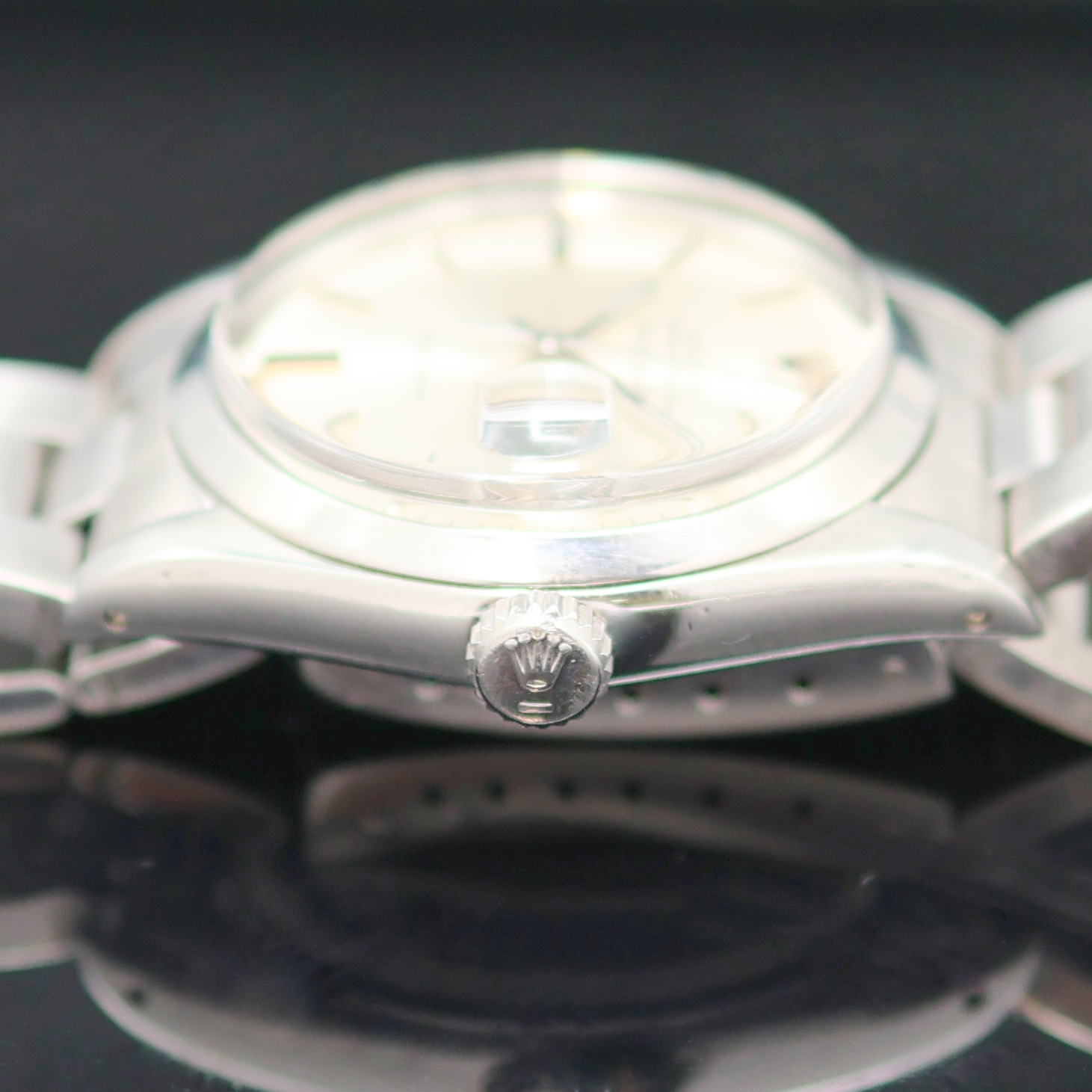 Detail e: ROLEX Herrenarmbanduhr Oyster Perpetual Air- King Date Precision Referenz 5700, Schweiz um 1977, Edelstahlgeh. inkl. Oysterband Ref. 78350 mit ...
